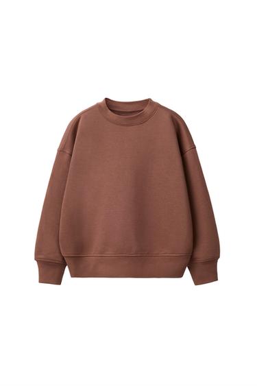 BASIC SWEATSHIRT WITH SLOGAN AND LABEL - Brown by Zara