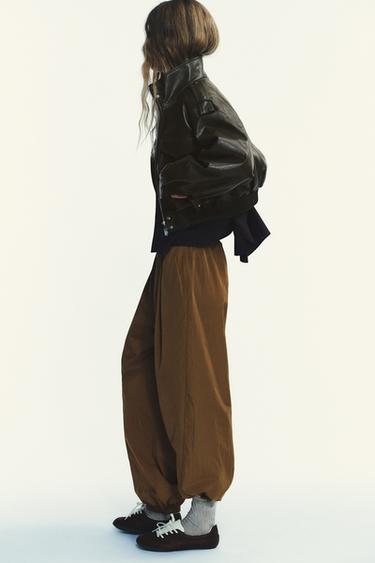 NYLON BALLOON TROUSERS WITH ELASTICATED CUFFS - Mustard by Zara