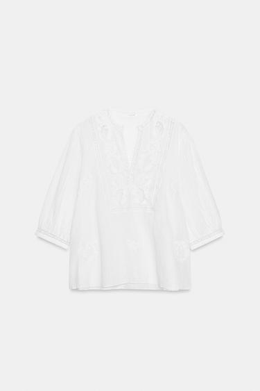 CHEMISE BRODERIES DENTELLE ZW COLLECTION - Blanc de Zara - Image 5