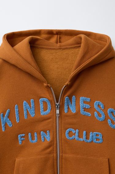 TERRY SLOGAN HOODIE - Terracotta by Zara - Image 2