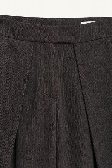 PANTALON VOLUME PLIS AVEC LAINE ÉDITION LIMITÉE - Marron foncé de Zara - Image 7