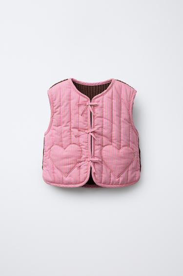 GILET SANS MANCHES BIMATIÈRE À RAYURES - Rose de Zara