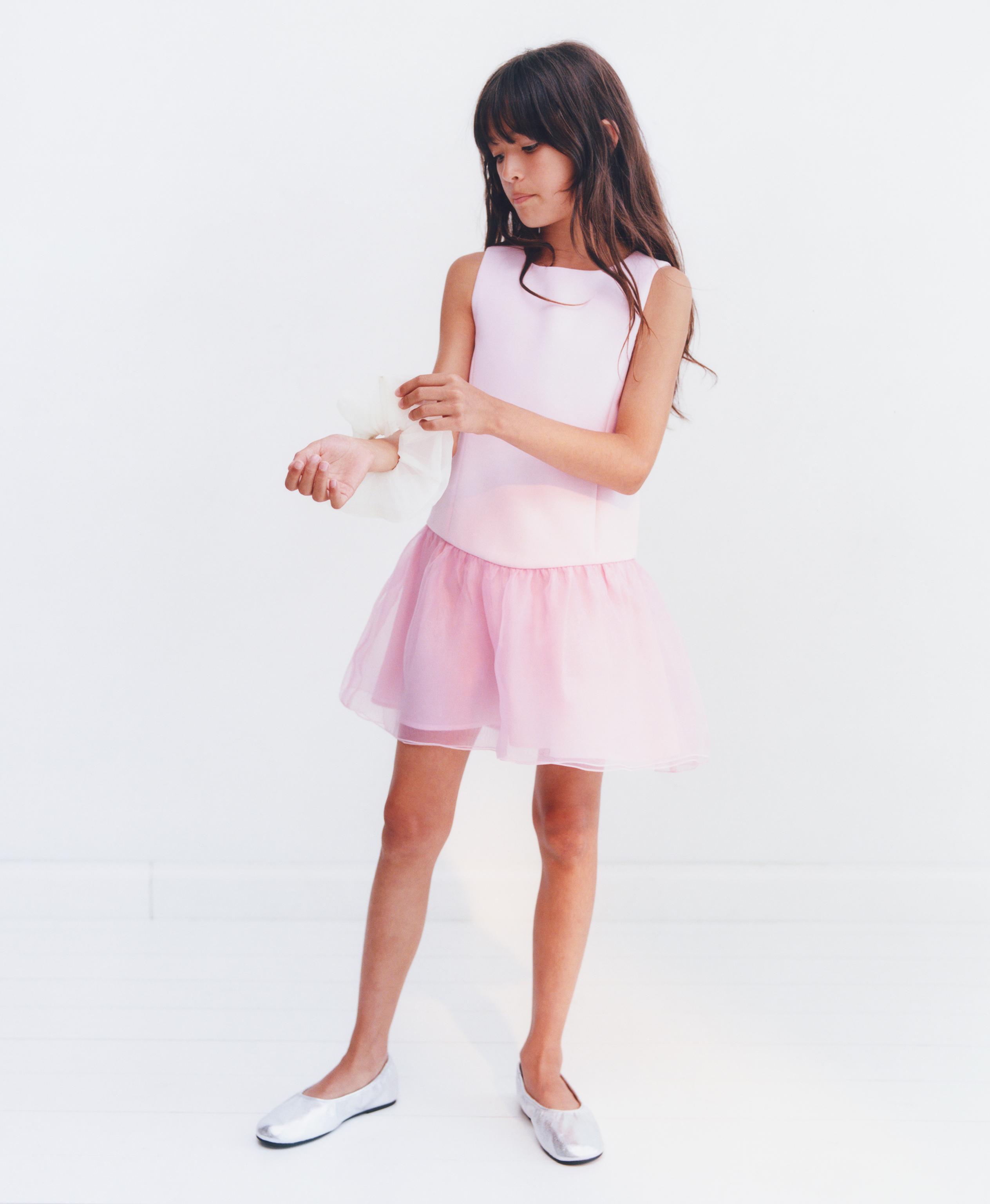 COMBINED ORGANZA DRESS — Pastel pink