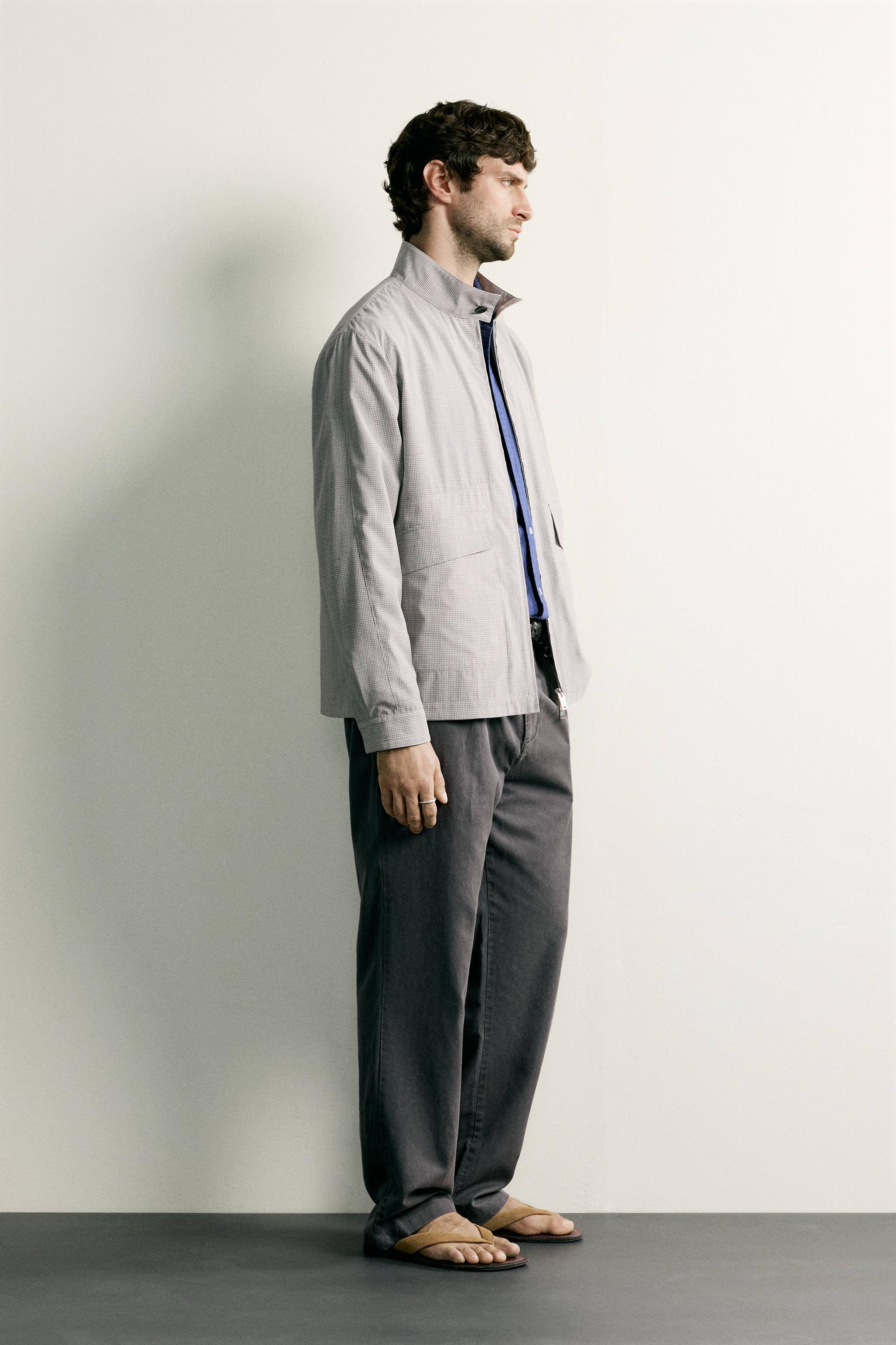 REGULAR FIT CHECKERED JACKET - Gray | ZARA United States