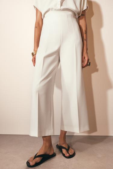 Zara ZW COLLECTION CULOTTES - Oyster-white