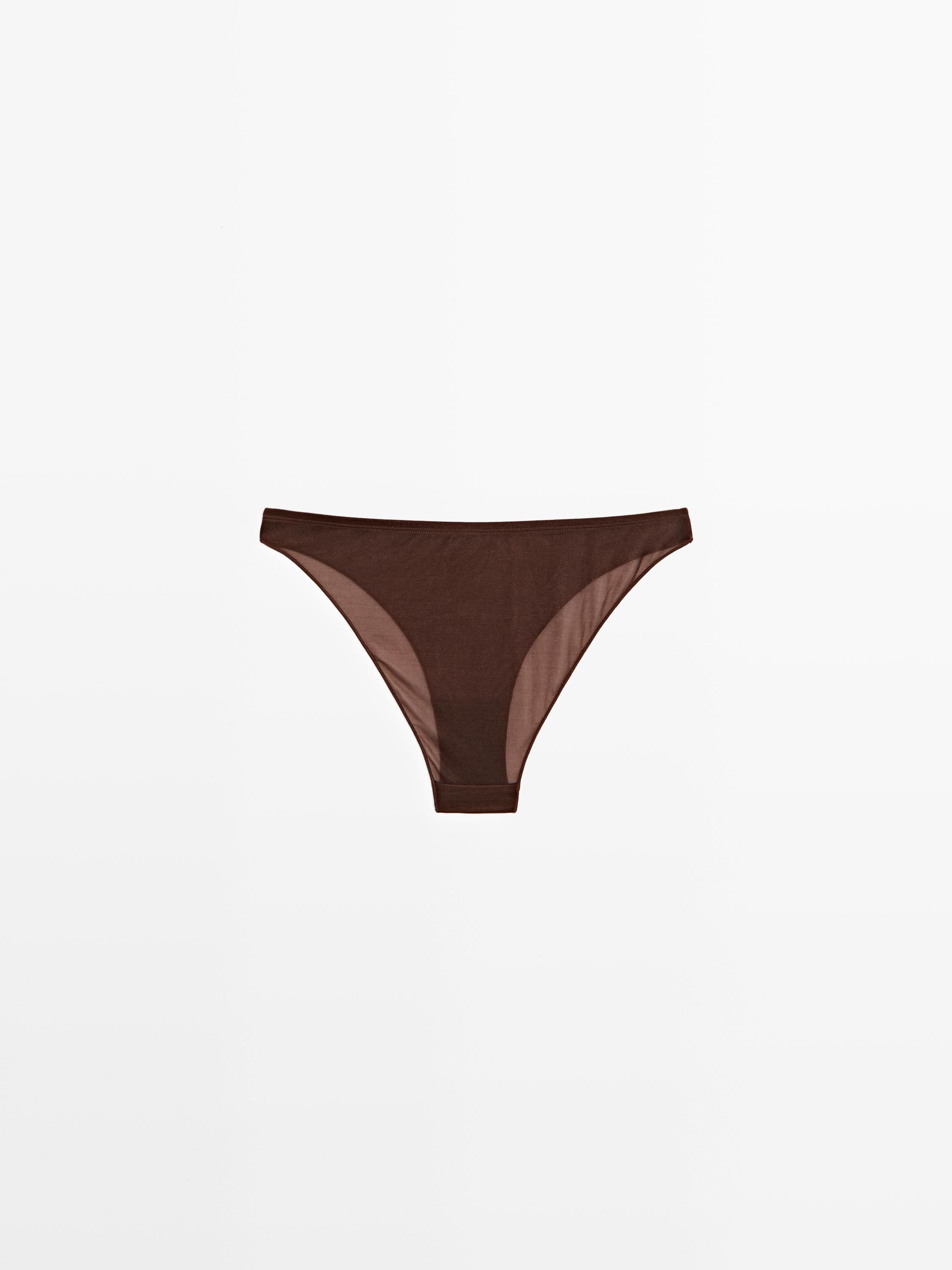 Semi-sheer briefs with metallic detail
