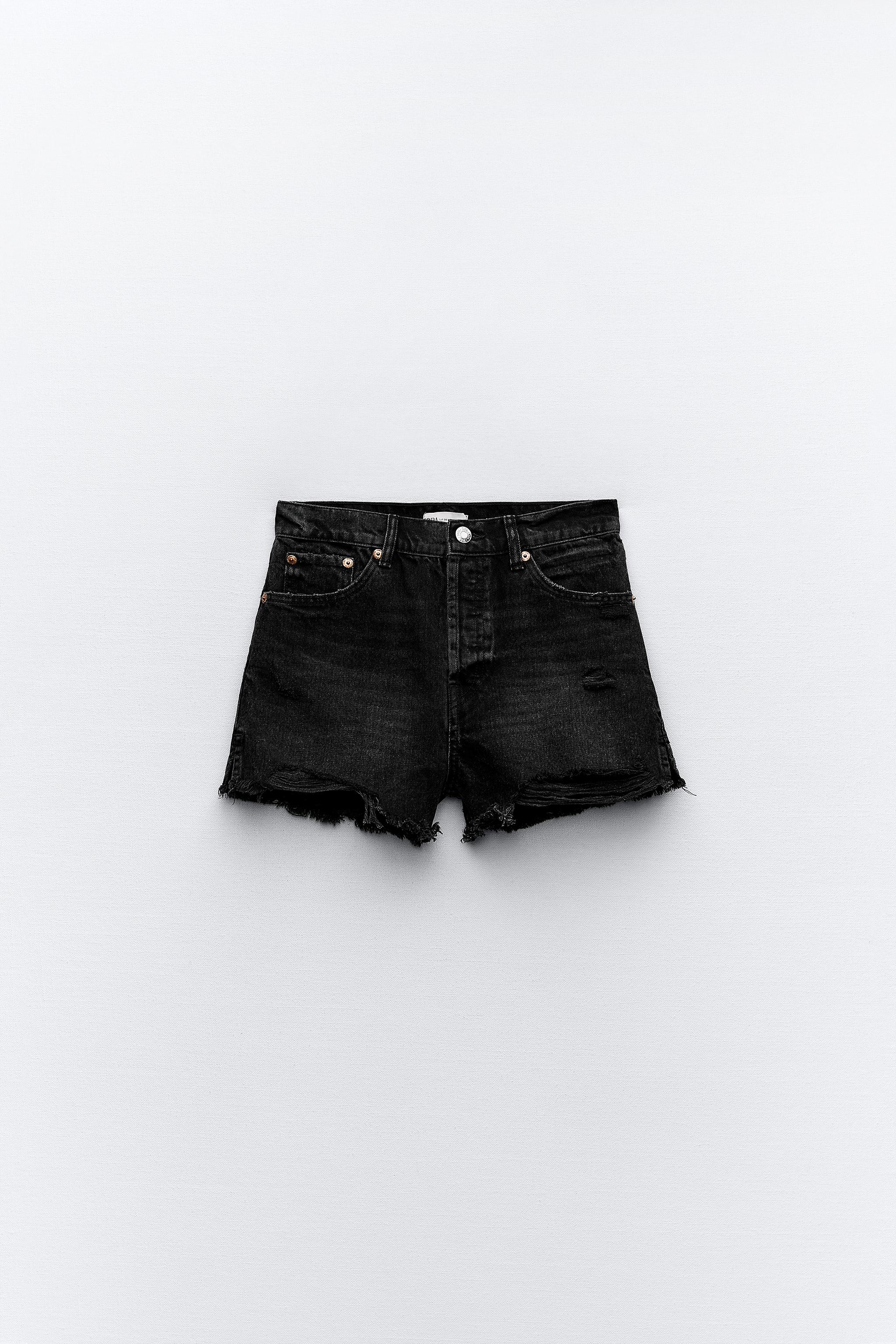 Zara frayed mid 2024 rise denim shorts