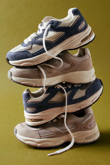 Zara PIECED ATHLETIC SNEAKERS - Blue