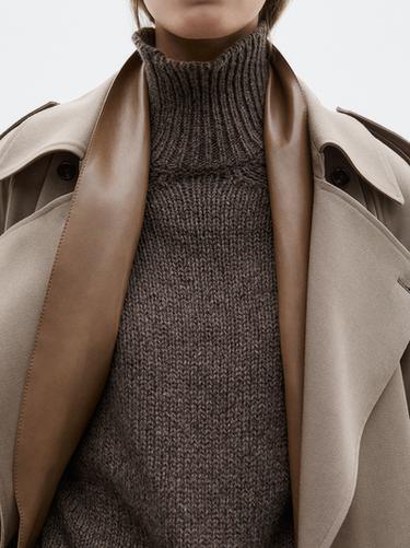 Zara Knit high neck melange sweater - LIMITED - BEIGE