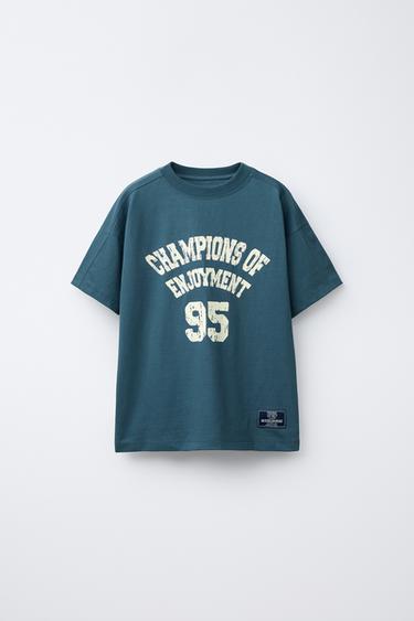 SLOGAN PRINT T-SHIRT AND BERMUDA SHORTS SET - Bluish by Zara - Image 1