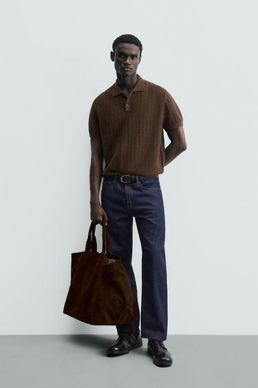 POLO DE MALHA ESTRUTURADA - marrom vigore da Zara - Imagem 0