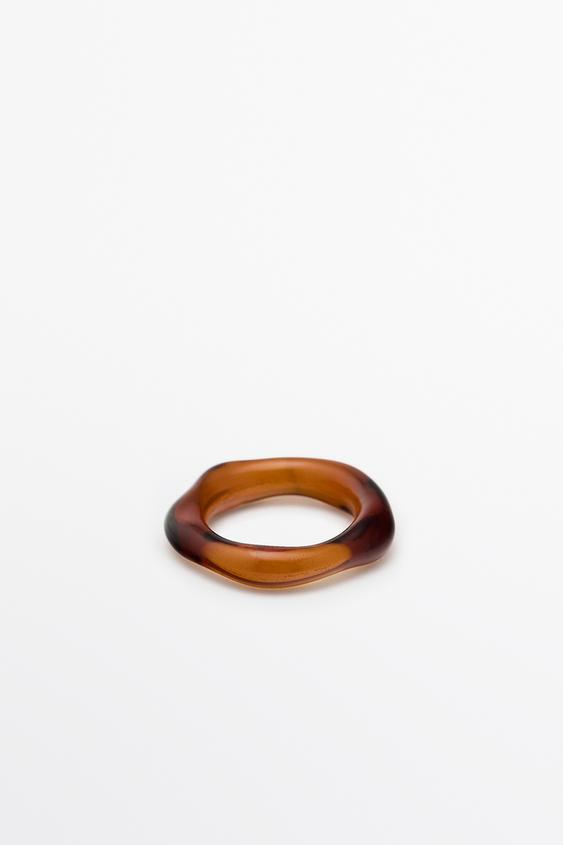 Zara Irregular glass ring with tortoiseshell effect - Caramel - Image 0