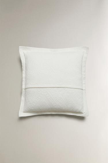 HOUSSE DE COUSSIN COTON MOTIF GÉOMÉTRIQUE - Blanc de Zara - Image 2