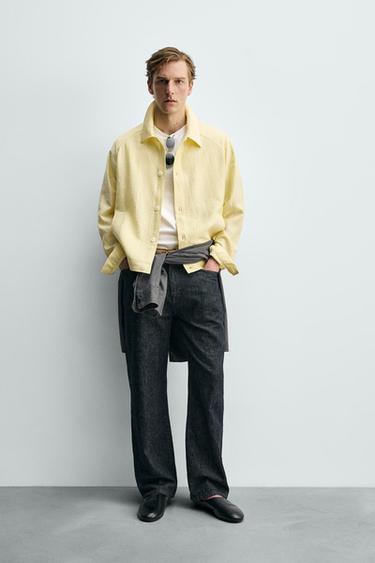SOBRECAMISA TÉCNICA RELAXED FIT - Amarelo claro de Zara - Imaxe 0