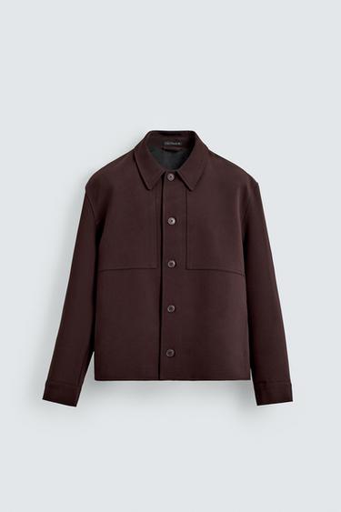 BOXY FIT OVERSHIRT - Burgundy by Zara