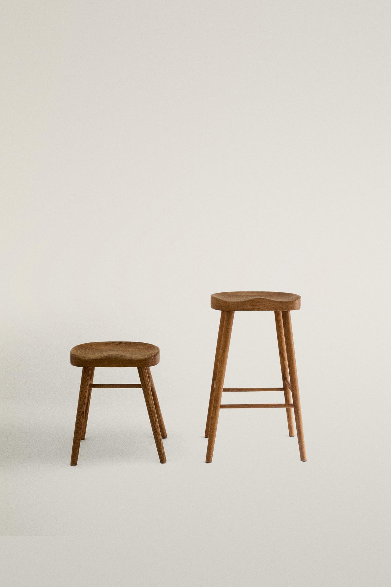 ASH WOOD STOOL — Brown