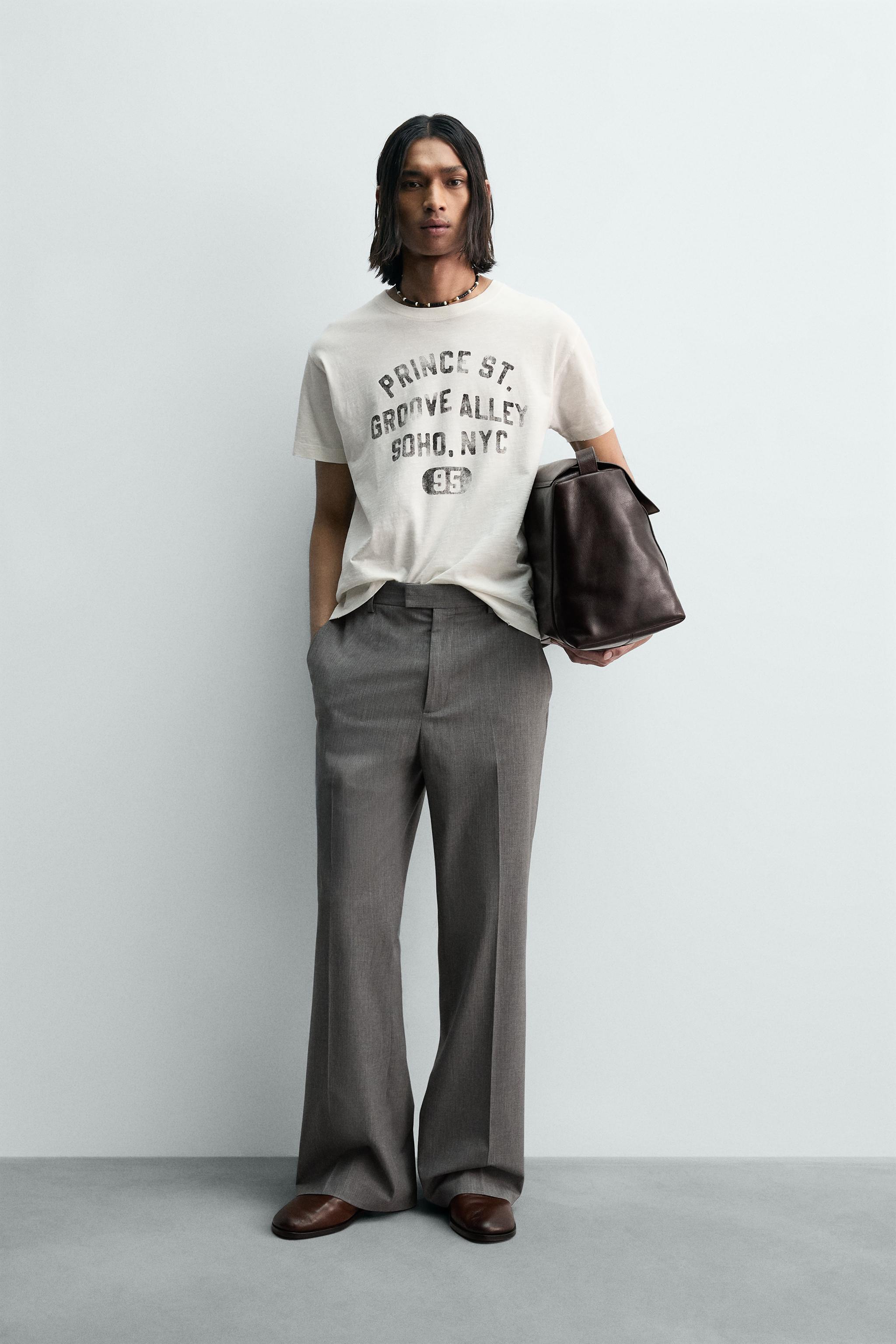 ウォッシュドテキスト ボクシーフィットTシャツ - エクリュ | ZARA