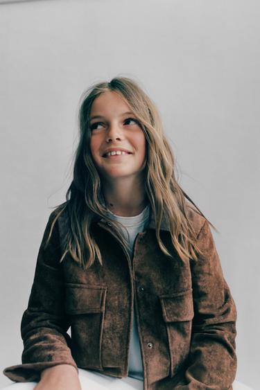 CHAQUETA EFECTO ANTE - Marrón chocolate de Zara