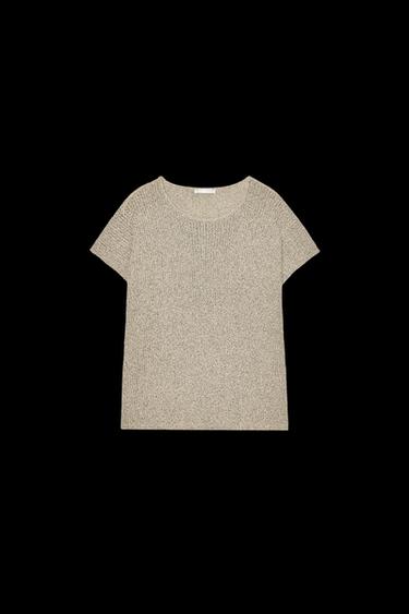 Zara CROPPED KNIT TOP - SAND/BROWN - Image 0