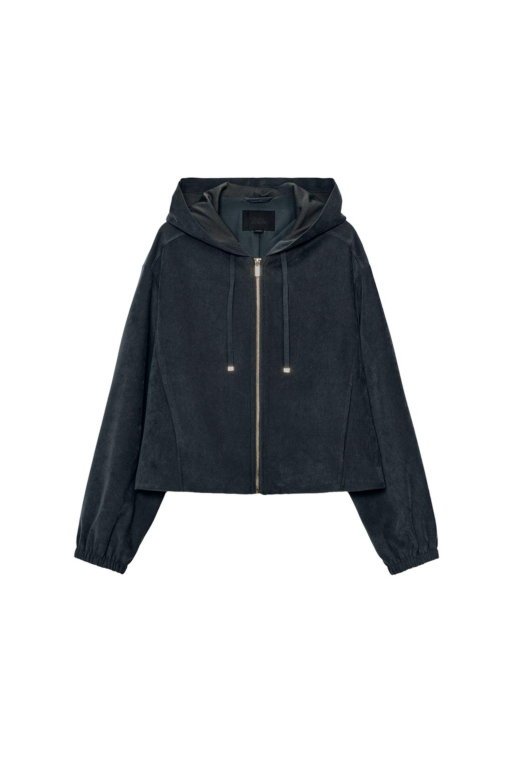 Hooded Bomber Jacket - Anthracite Grey by Zara