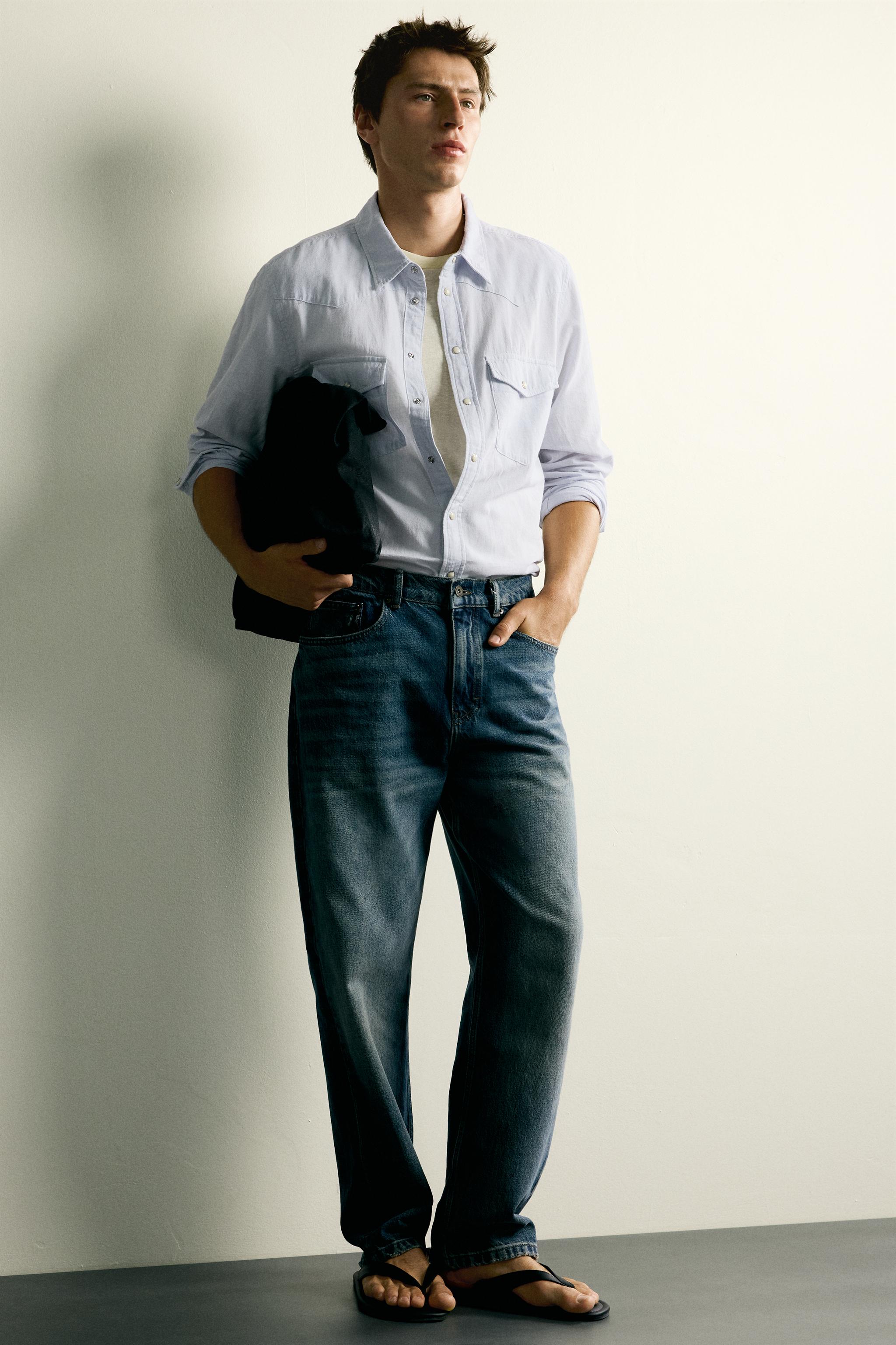 REGULAR FIT COTTON-LINEN WESTERN SHIRT