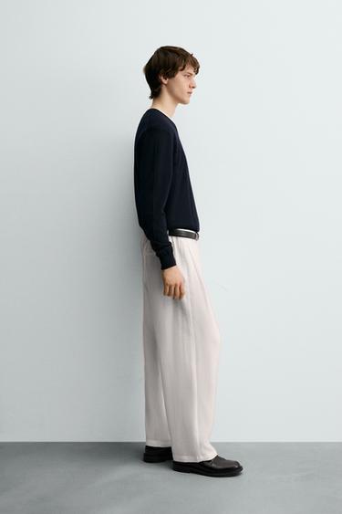 PANTALON FLUIDE PLIS LATÉRAUX - Blanc de Zara - Image 3