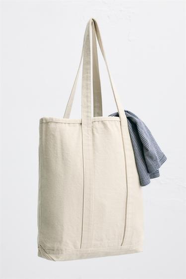 BOLSO SHOPPER TEJIDO - Blanco Crudo de Zara
