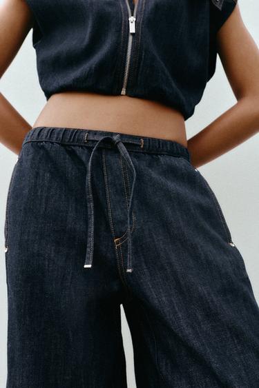 Z1975 MID-WAIST WIDE-LEG JOGGER JEANS - Blue by Zara - Image 2