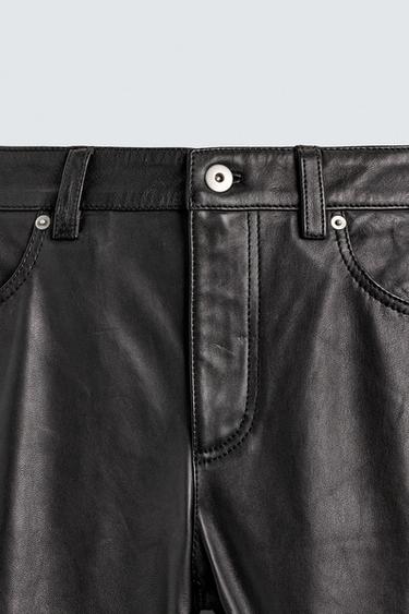 LEATHER SLIM FIT TROUSERS - Black by Zara - Image 8