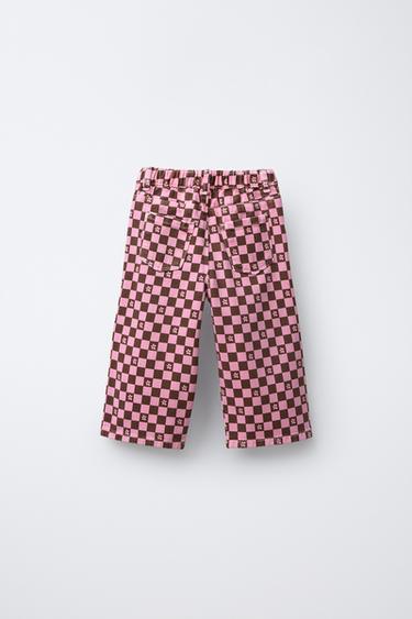 TWILL CHECK TROUSERS - Pink by Zara - Image 1