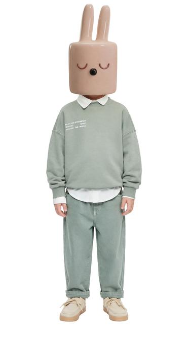 TEXT PRINT SWEATSHIRT AND TROUSERS JOGGING SET - washed green by Zara