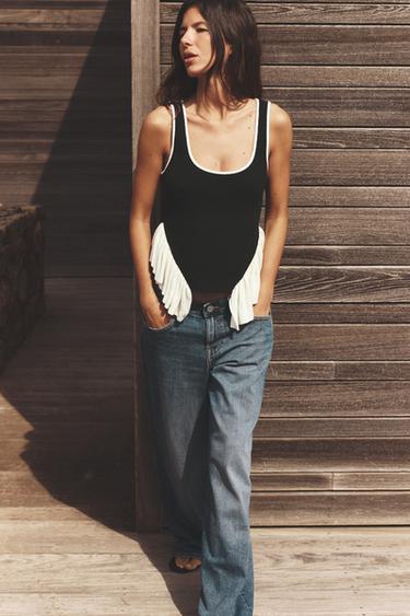 CONTRAST KNIT TOP - Black / White by Zara