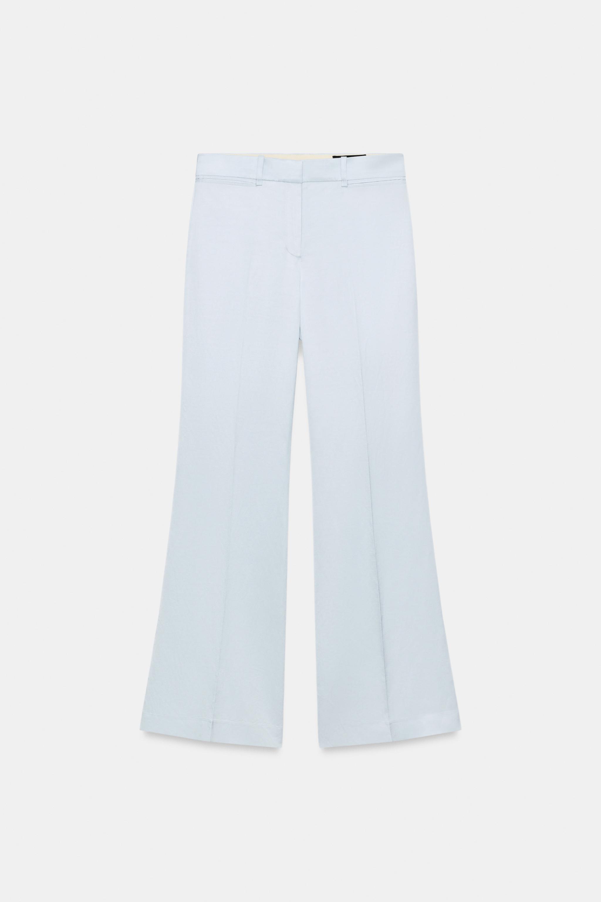 Женские брюки Zara ZW COLLECTION FLARE LINEN PANTS — фото 4