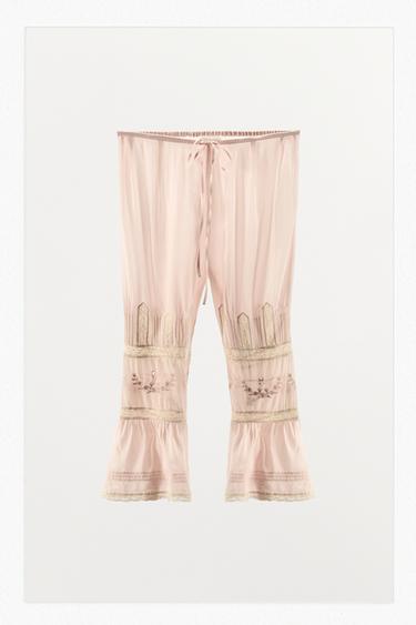 SAROUEL TROUSERS WITH LACE TIES - Pink by Zara