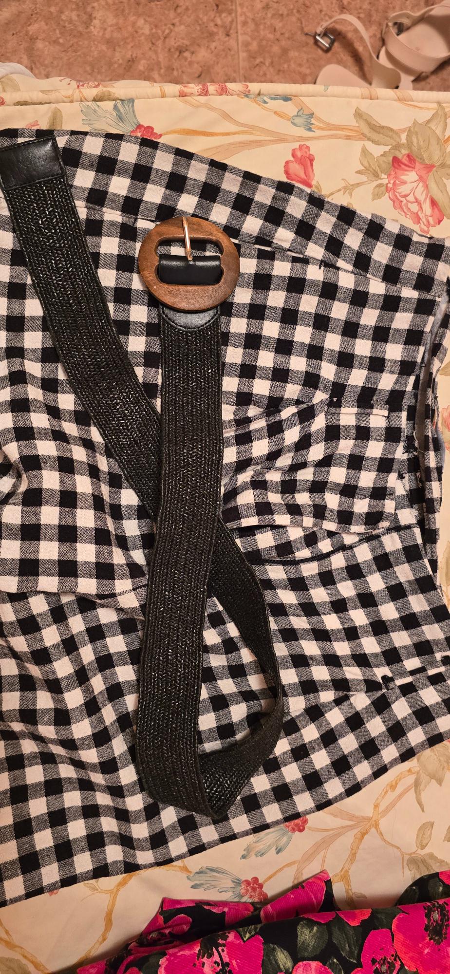 SHORT CUADRO VICHI CON LINO - Image 3