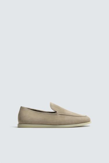 MOKASIN KULIT KASUAL - Putih Krem dari Zara