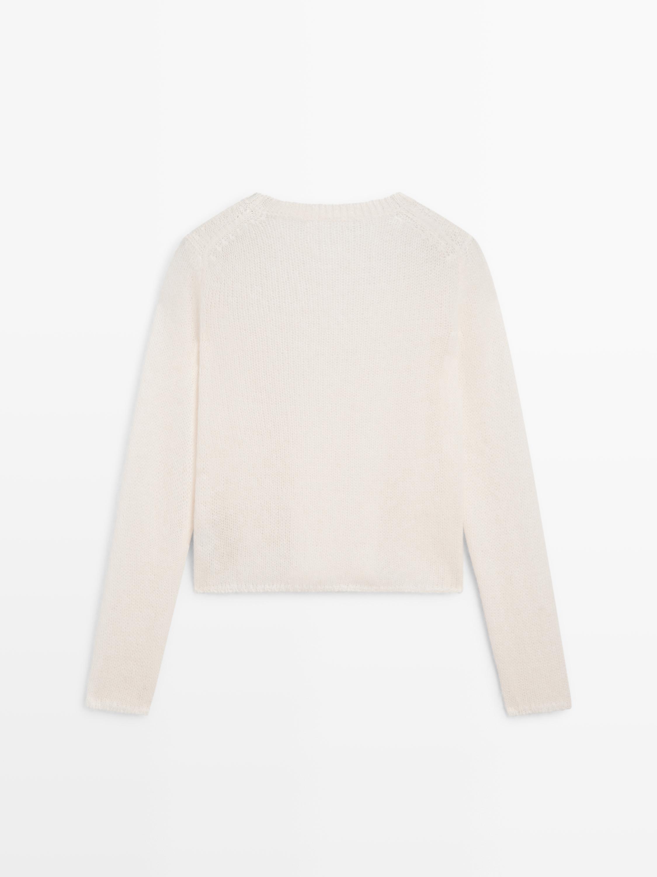 Knit alpaca blend crew neck sweater