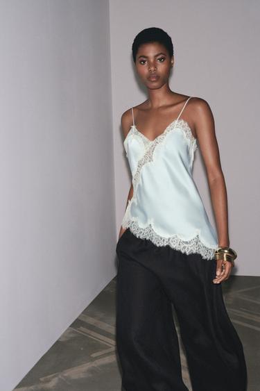 Zara ZW COLLECTION LINEN VOLUME PANTS - Black - Image 0