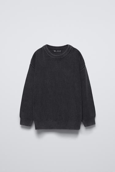 PULL EN MAILLE ACID WASH - Noir de Zara