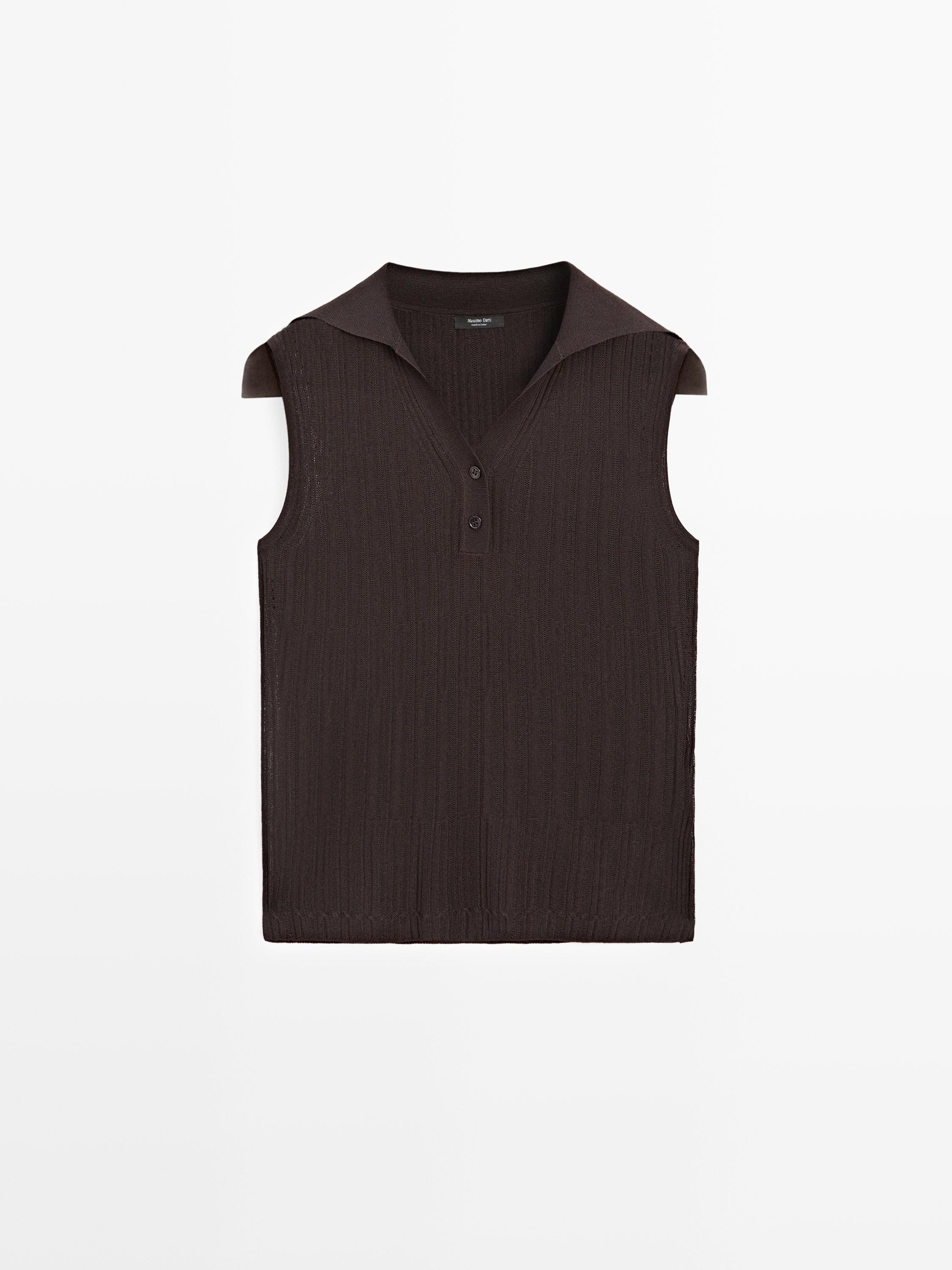 Semi-sheer flowing polo shirt