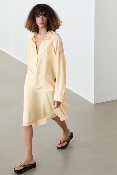 Camisa fluida 100% seda - Amarillo de Zara