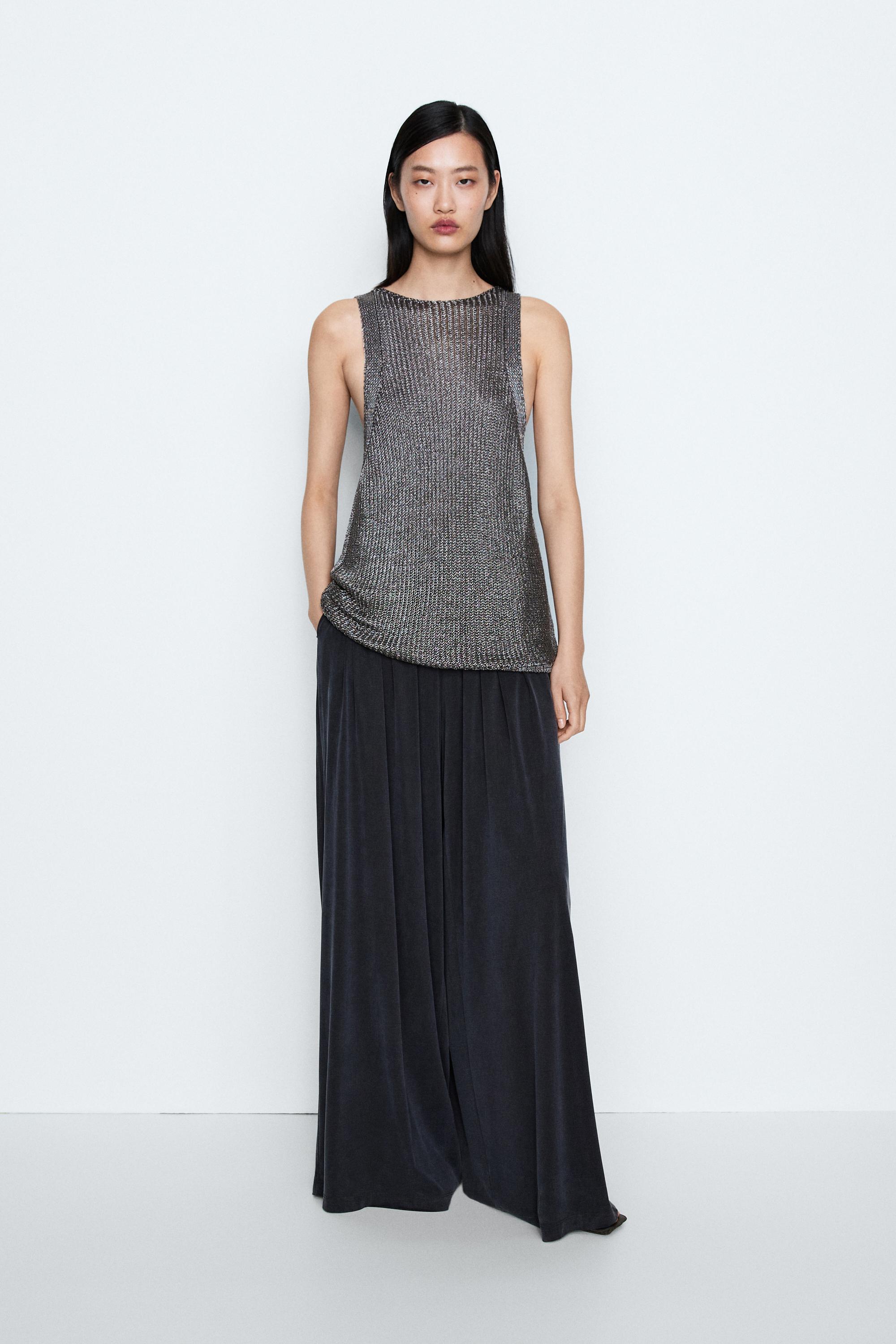 Metallic knit halter top - STUDIO