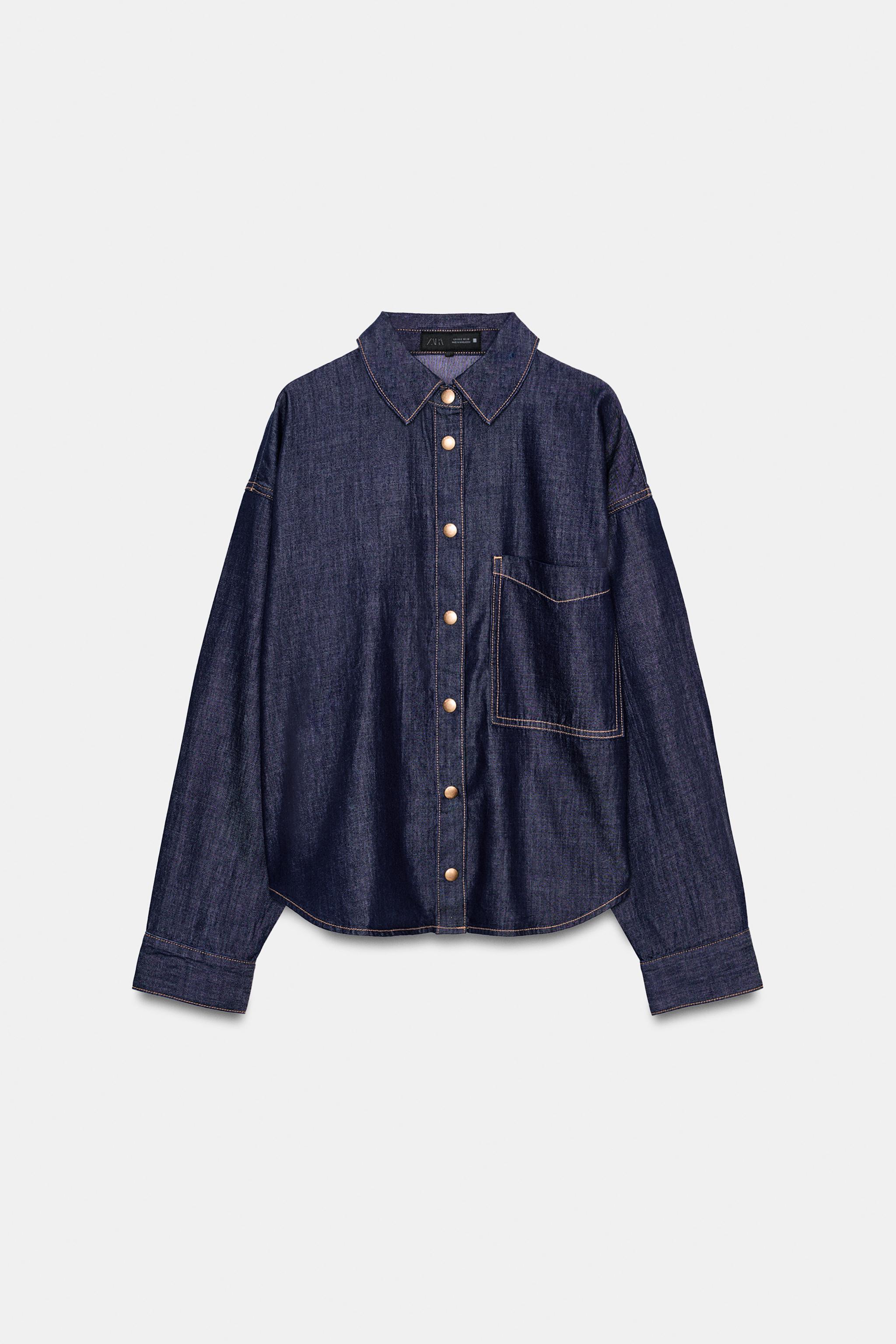 Z1975 OVERSIZED DENIM SHIRT - Blue | ZARA United States