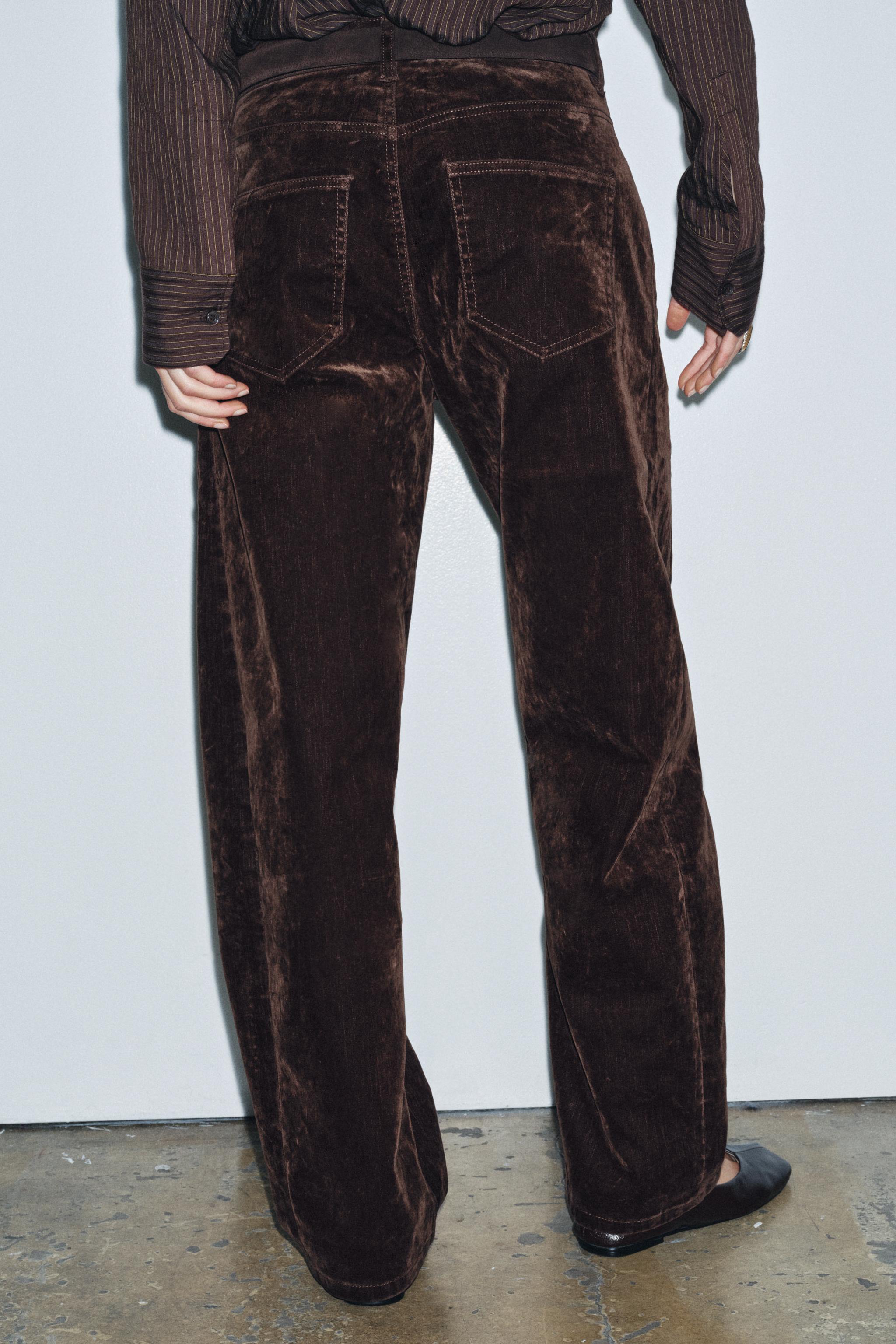 JEAN ZW COLLECTION BALLOON TAILLE HAUTE FLOQUÉ - Marron | ZARA France