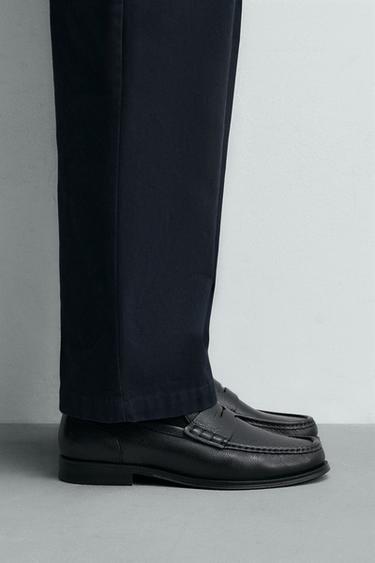 LEATHER PENNY LOAFERS - Black by Zara - Image 0