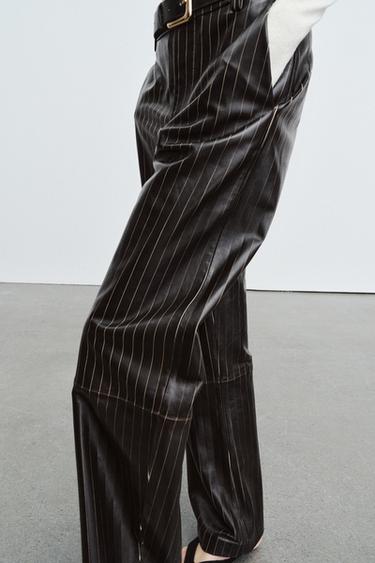 STRIPED LEATHER TROUSERS ZW COLLECTION LIMITED EDITION - Black by Zara - Image 1