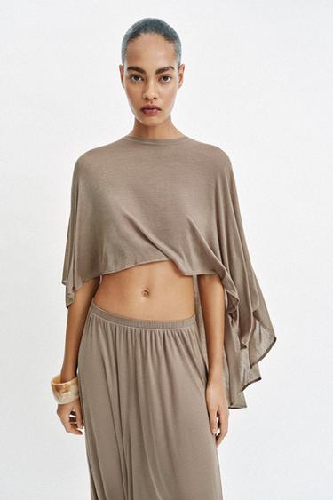 TOP CAPE ASYMÉTRIQUE - Sable de Zara - Image 3