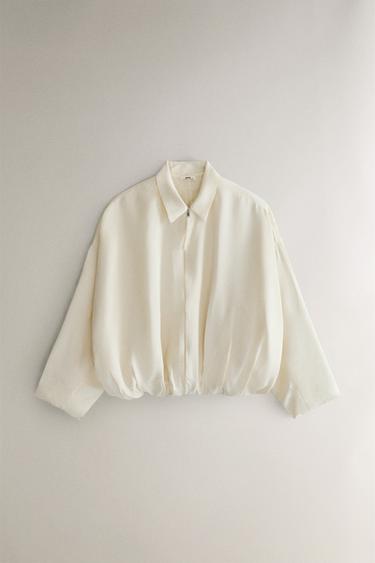 VOLUMINOUS SATEEN SHIRT - Ecru by Zara
