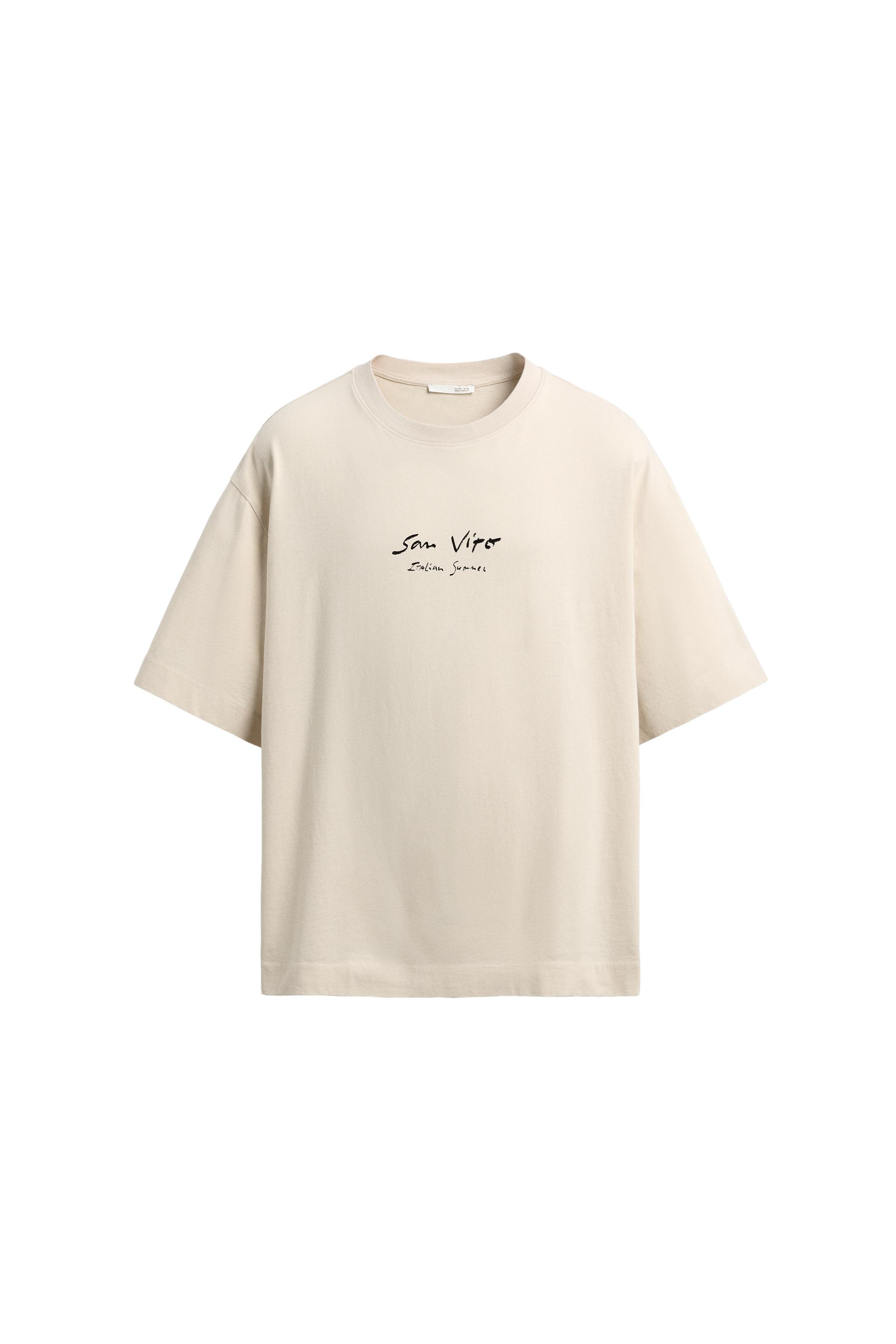 テキストプリントTシャツ - エクリュ/ベージュ | ZARA Japan / 日本