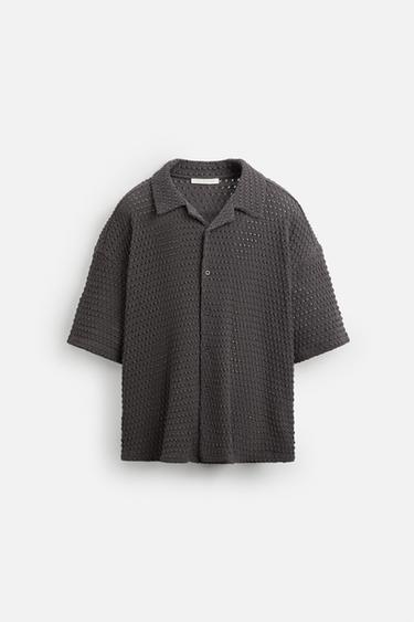 IRREGULAR TEXTURED SHIRT - Anthracite Grey by Zara